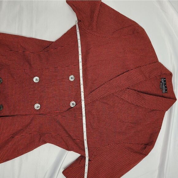 VINTAGE 80s does 50s dress Basco red collared plaid check S - Picture 5 of 11